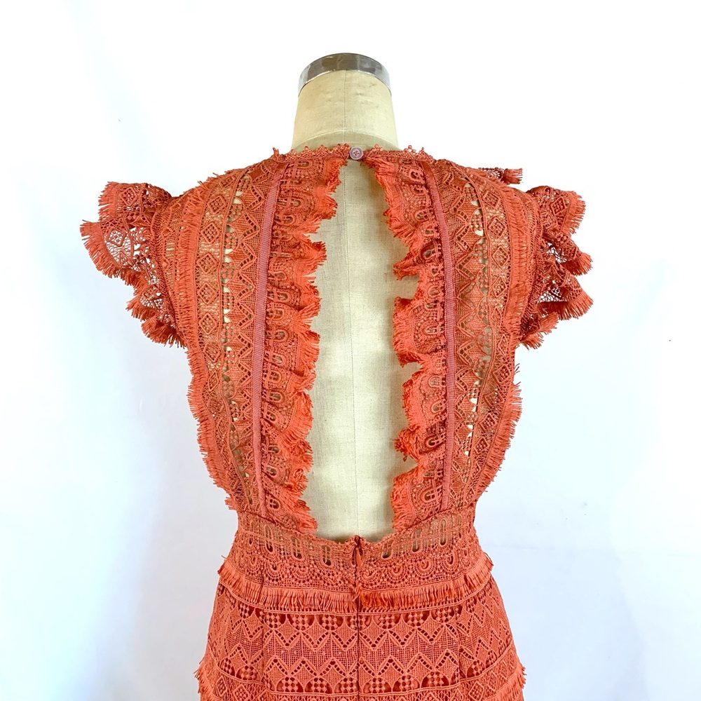 Saylor Boho Ruffled Lace Dress M - Picture 4 of 9